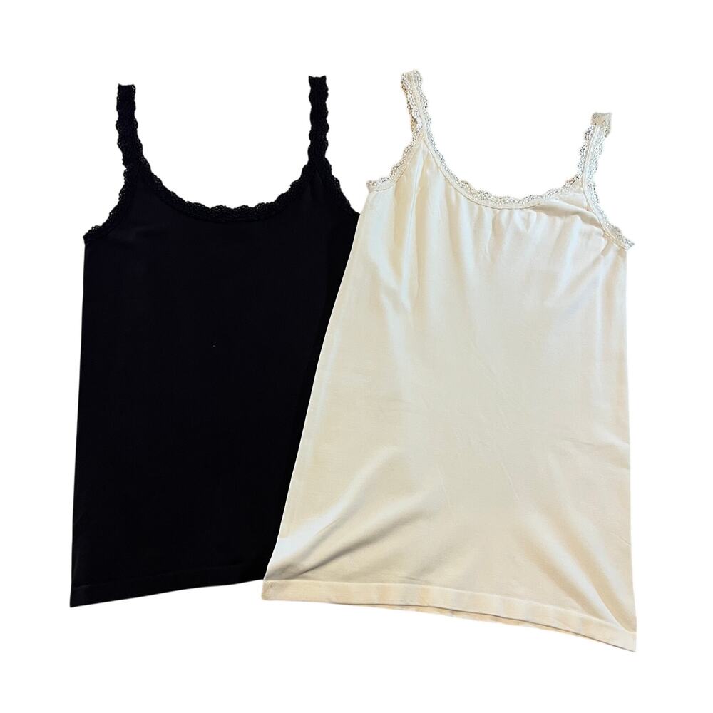 The Limited Brown Ivory Lace Trim Stretch Camisole Tank Top Bundle Size Medium